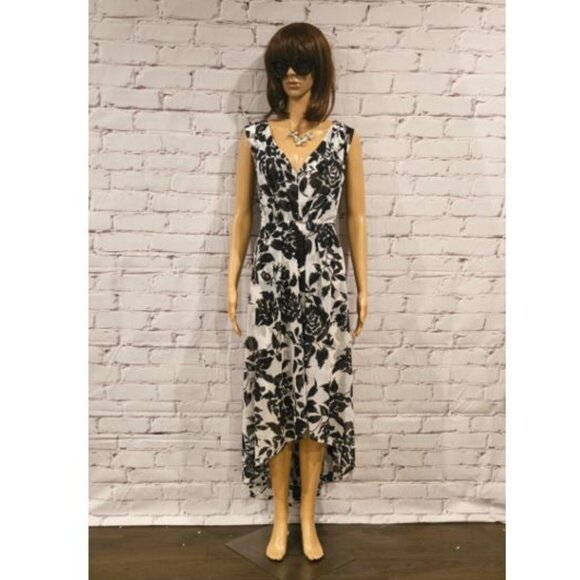 SIMPLY VERA VERA WANG - black white floral high low hem dress - Picture 3 of 11